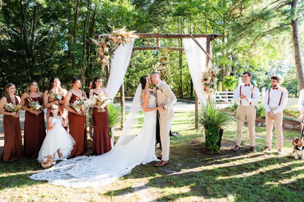 Portfolio 20 First kiss of the newly weds at their Mackey House Wedding in Savannah, GA - Savannah Wedding Photographer