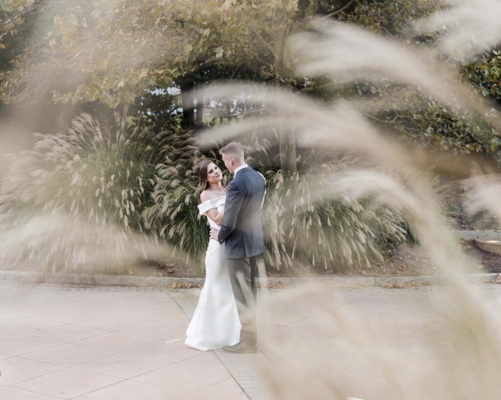 Bride and groom portrait at the Fernbank Museum, a premier wedding venue in Atlanta, GA