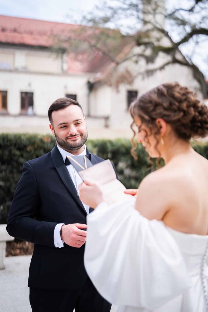 Bride reads her private vows to her groom at a destination wedding in St Augustine 
