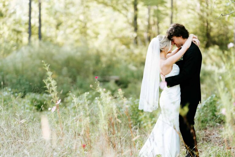 Couple portrait during golden hour at the Venue at Daisy Hill in Fayetteville, GA
