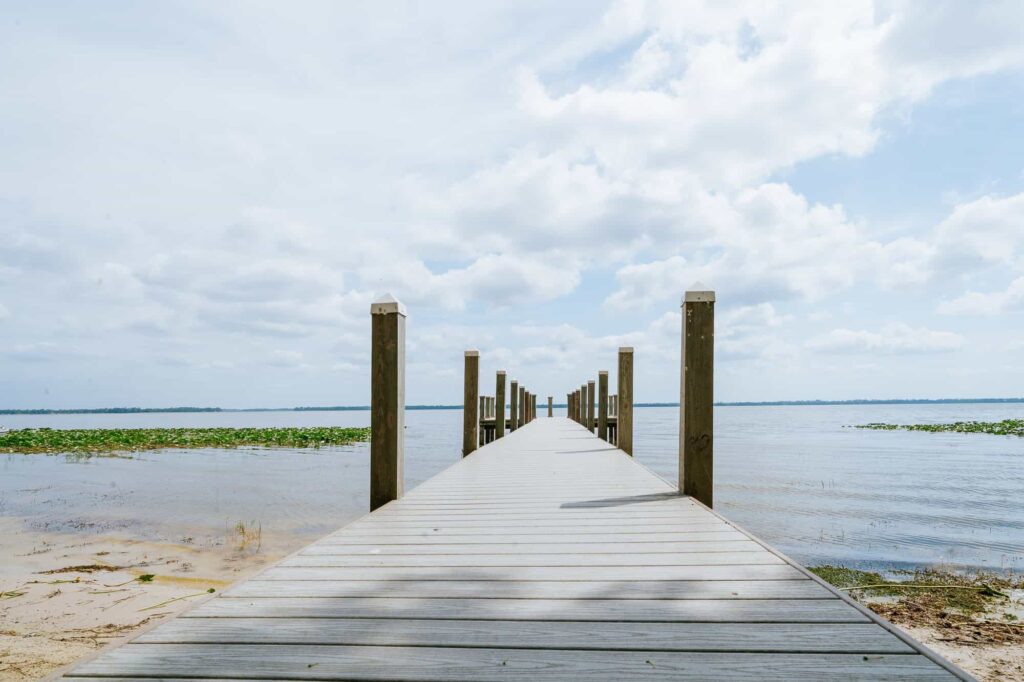 the boat dock at Bella Cosa - perfect spot for romantic golden hour photos