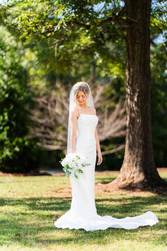 Bridal portraits in natural light at the venue at daisy hill