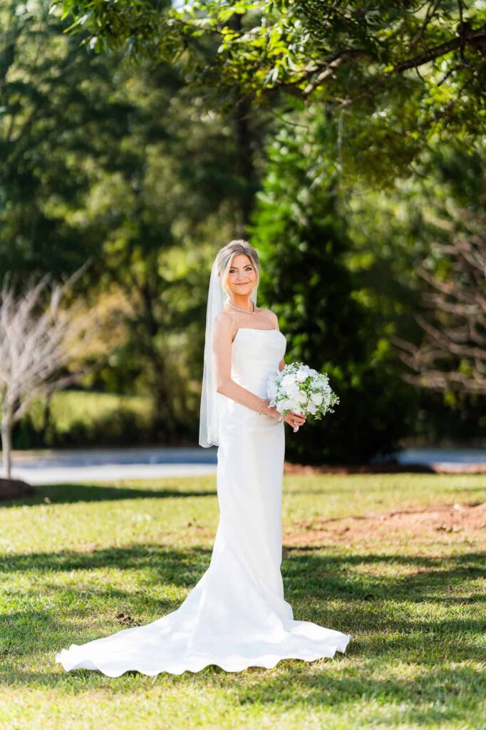 Atlanta wedding photographer captures Bridal portraits in natural light at the venue at daisy hill